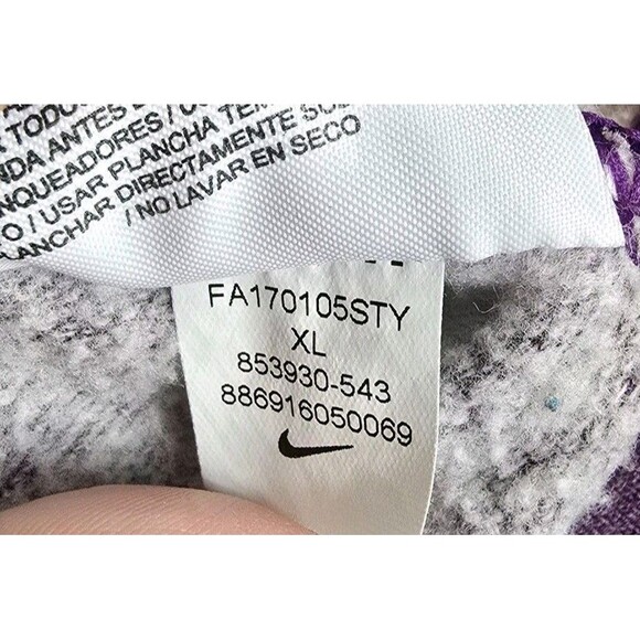 Nike Hoodie Womens XL Purple Full Zip Sweatshirt Drawstring Swoosh Logo 853930 - Picture 11 of 15